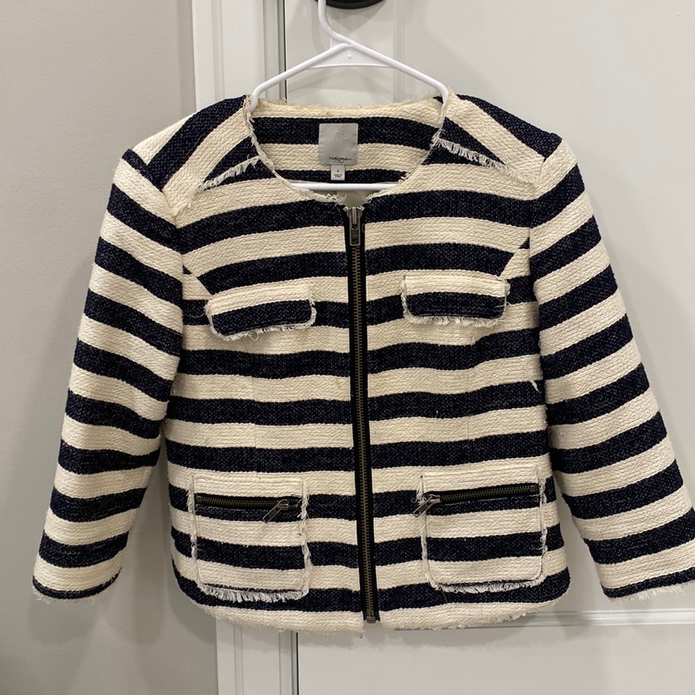 Blue and white striped Halogen zip jacket